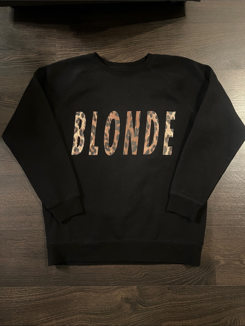 Brunette The Label New Without Tags Black 'Blonde' Leopard-Print Logo Sweatshirt